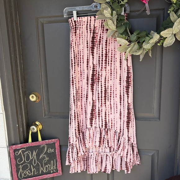 Abercrombie & Fitch Dresses & Skirts - Abercrombie & Fitch mauve Pink Tie-Dye Ruffle Hem Skirt